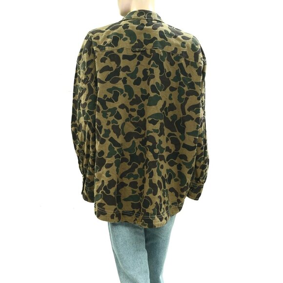 BDG Urban Outfitters Dani Flannel Shirt Tunic Top Buttondown Army Print S 283065 - Picture 6 of 8